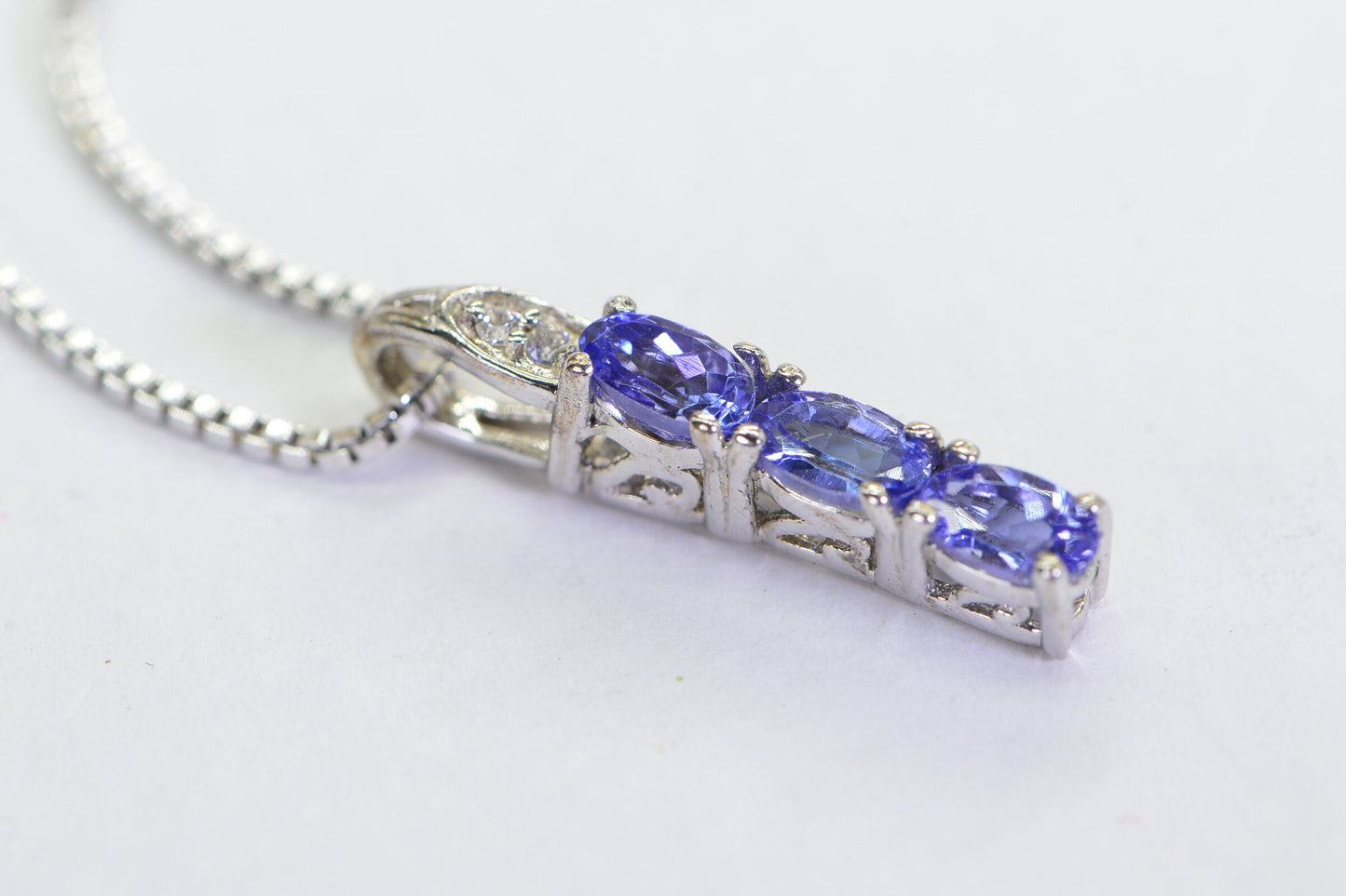 AAA Tanzanite Stick Pendant, Sterling Silver Birthstone Jewelry