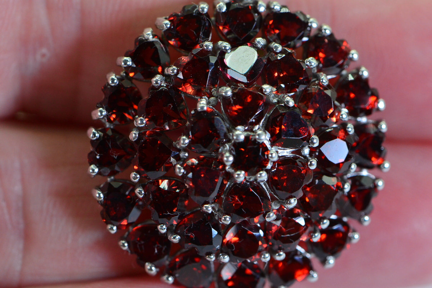 Natural Garnet Cluster Heart Pendant Sterling Silver Birthstone Necklace Designer Jewelry Gift For Mom