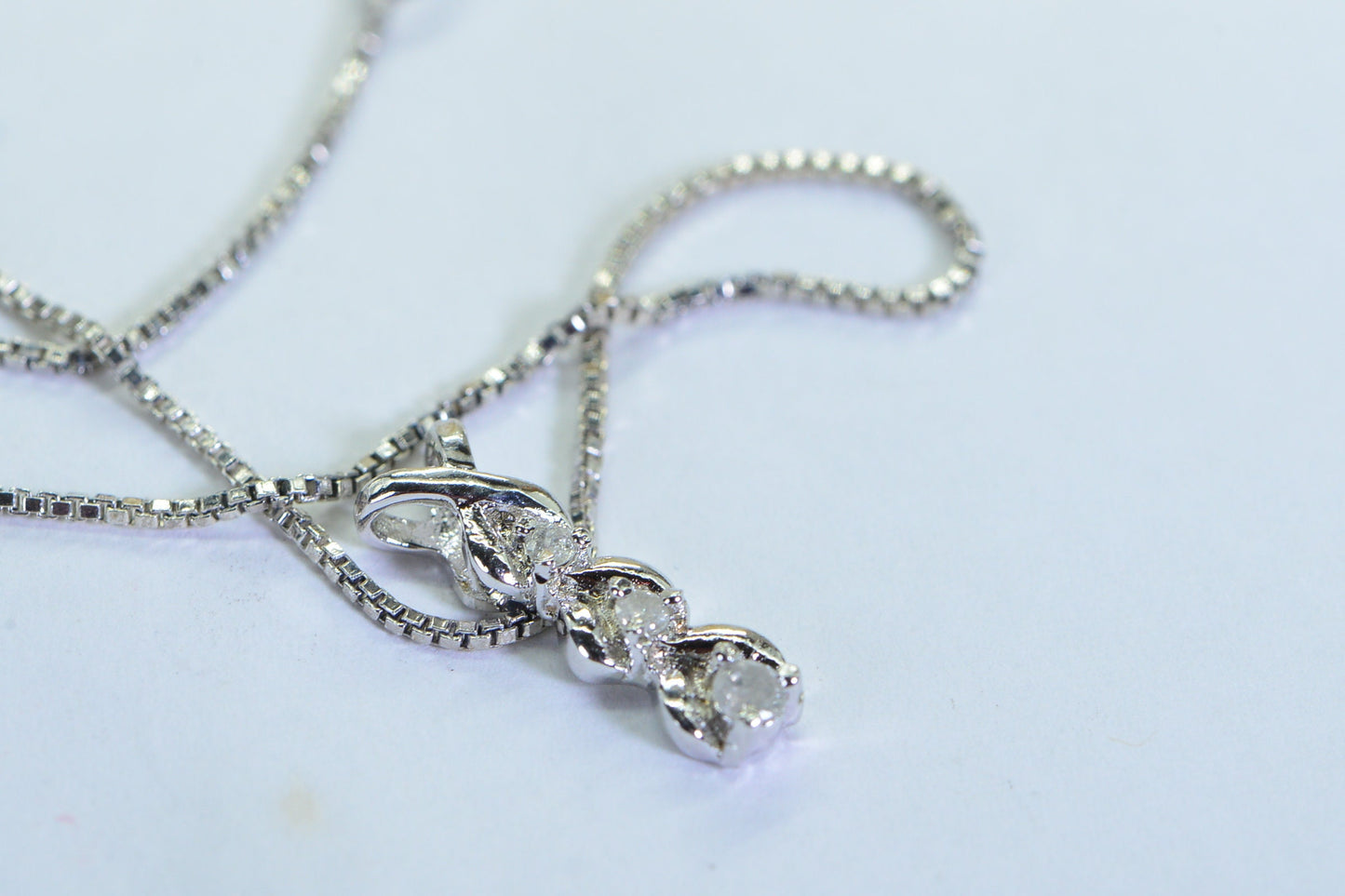 Diamond Stick Pendant: 14k White Gold over Sterling Silver