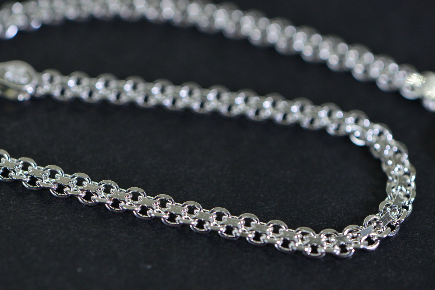 Silver Flat Chain Bracelet Stackable Sterling Silver Fancy Mesh Weave Minimalist Bracelet Mother gift Vintage Bracelet