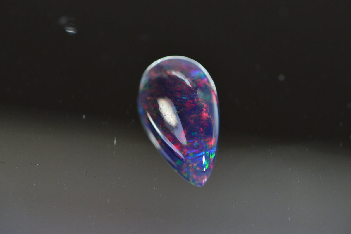 Ethiopian Black Welo Opal Cabochon: Teardrop Gemstone, Jewelry Making