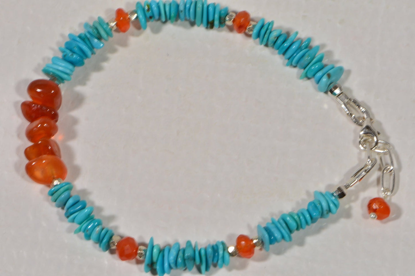 Natural Turquoise Sleeping Beauty Stone Bracelet Carnelian Sterling Silver Birthstone Jewelry Gemstone Bracelet