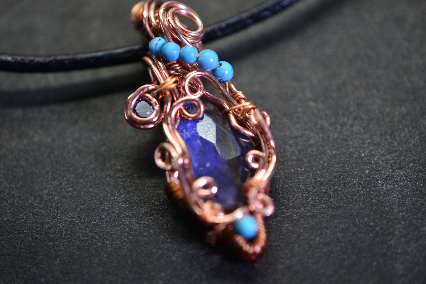 Wire Wrapped Pendant: Turquoise, Tanzanite & Labradorite Copper Jewelry