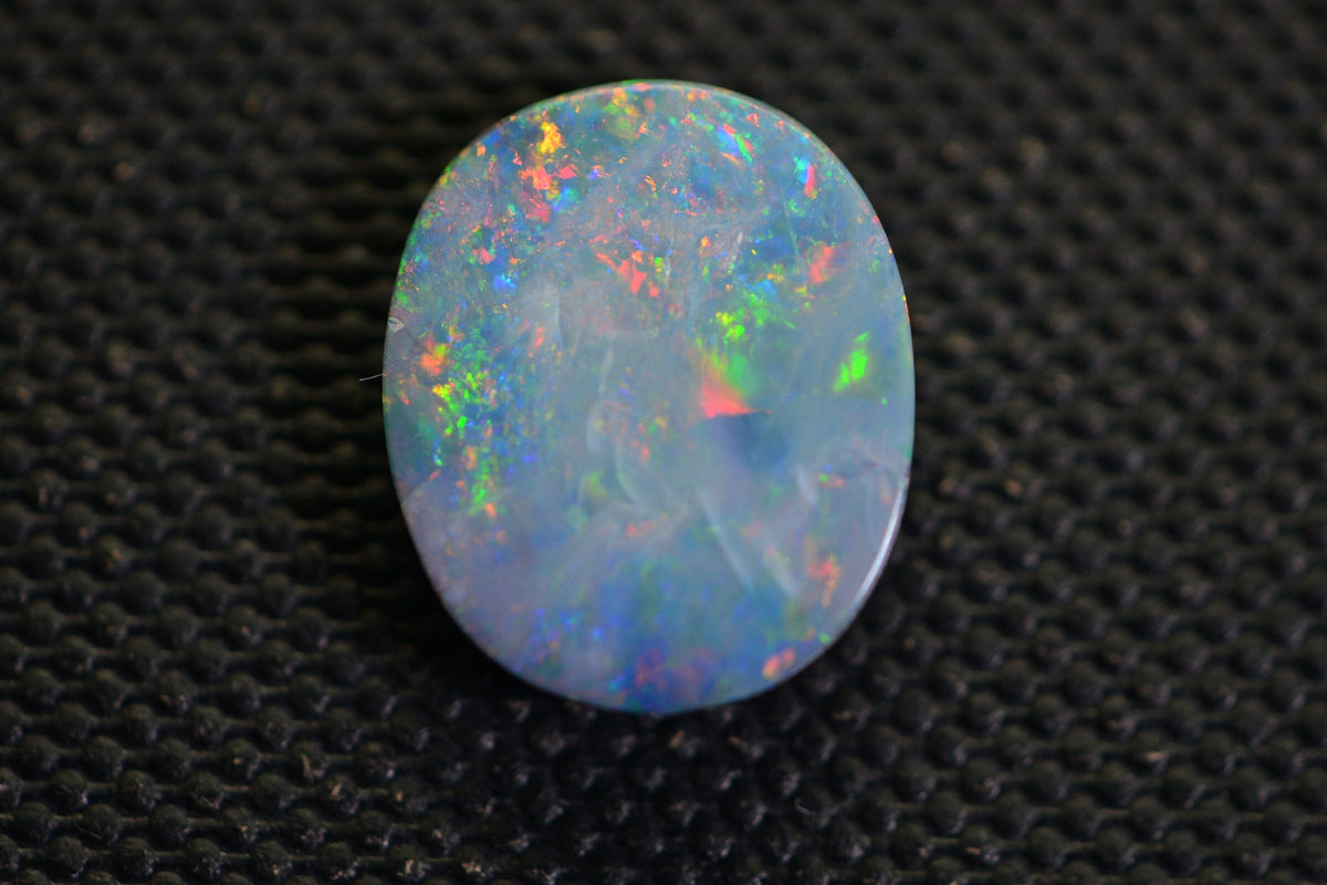 Australian Black Opal Natural Gemstone Cabochons blue - green Metallic Doublet Boulder Oval 13.80X11.48X2.73mm 3.9ct