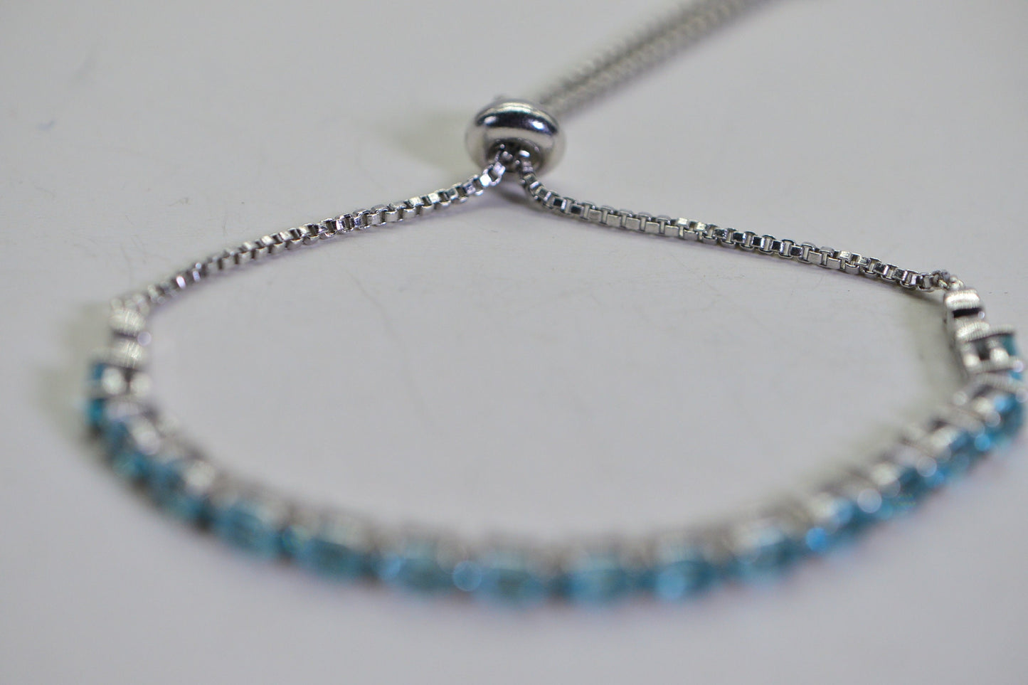 Aqua Apatite Bracelet: Sterling Silver Bolo Adjustable Tennis Bracelet