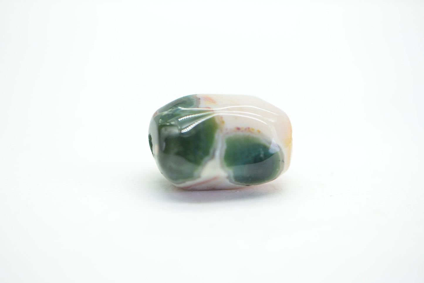 Raw Ocean Jasper Nugget Necklace: Knotted Leather Cord, 925 Silver Clasp