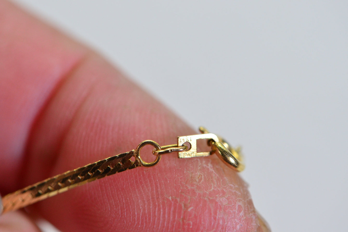 14K Yellow Gold Herringbone Chain Necklace - 18 inch Vintage Estate