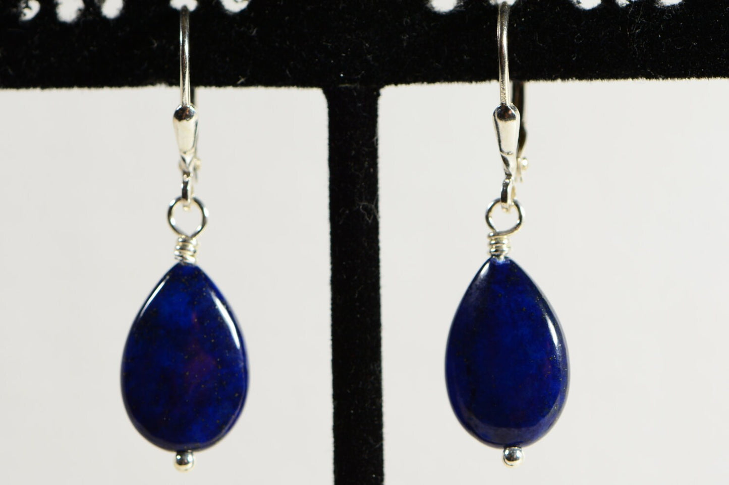 Lapis Lazuli Sterling Silver Drop Earrings, Natural Gemstone