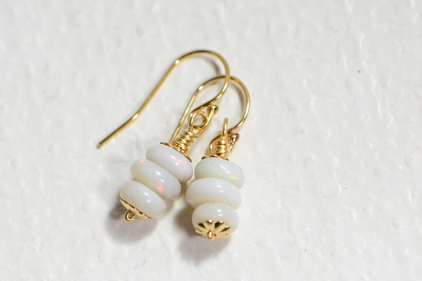 Australian Solid White Opal Earrings 14K Gold Filled Earrings Birthday gift