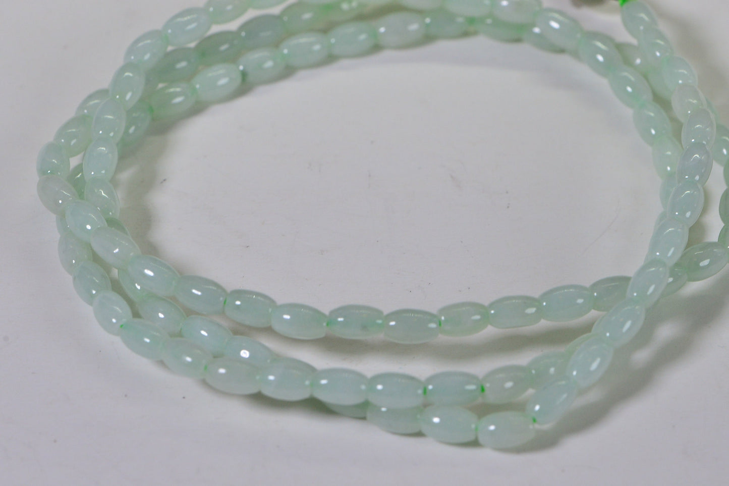 Ice Green Jadeite Necklace: Long Oval Burma Jade, 26 inch