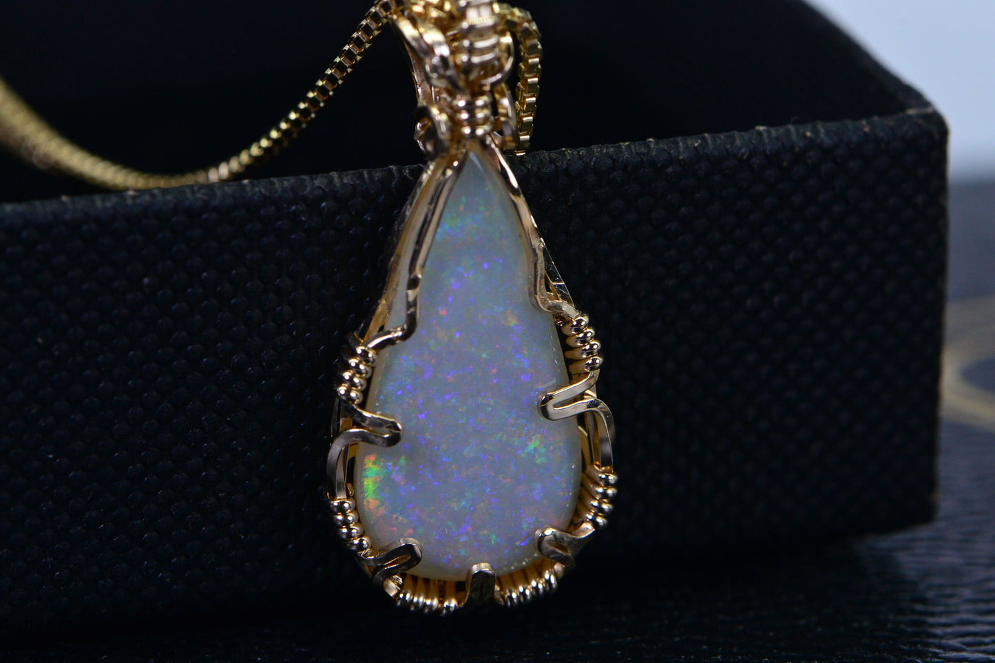 Australian Opal Pendant, 14K Gold Filled Wire Wrapped Coober Pedy Crystal