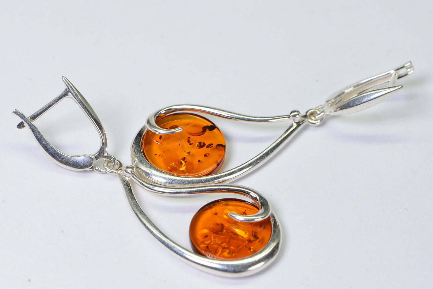 Baltic Amber Sterling Silver Drop Earrings, Honey Gemstone Jewelry