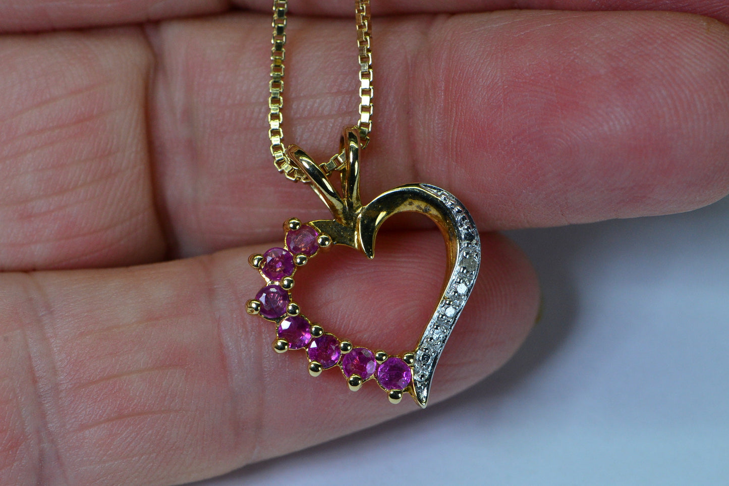 Ruby Diamond Heart Pendant, 14K Gold Over Sterling Silver Necklace