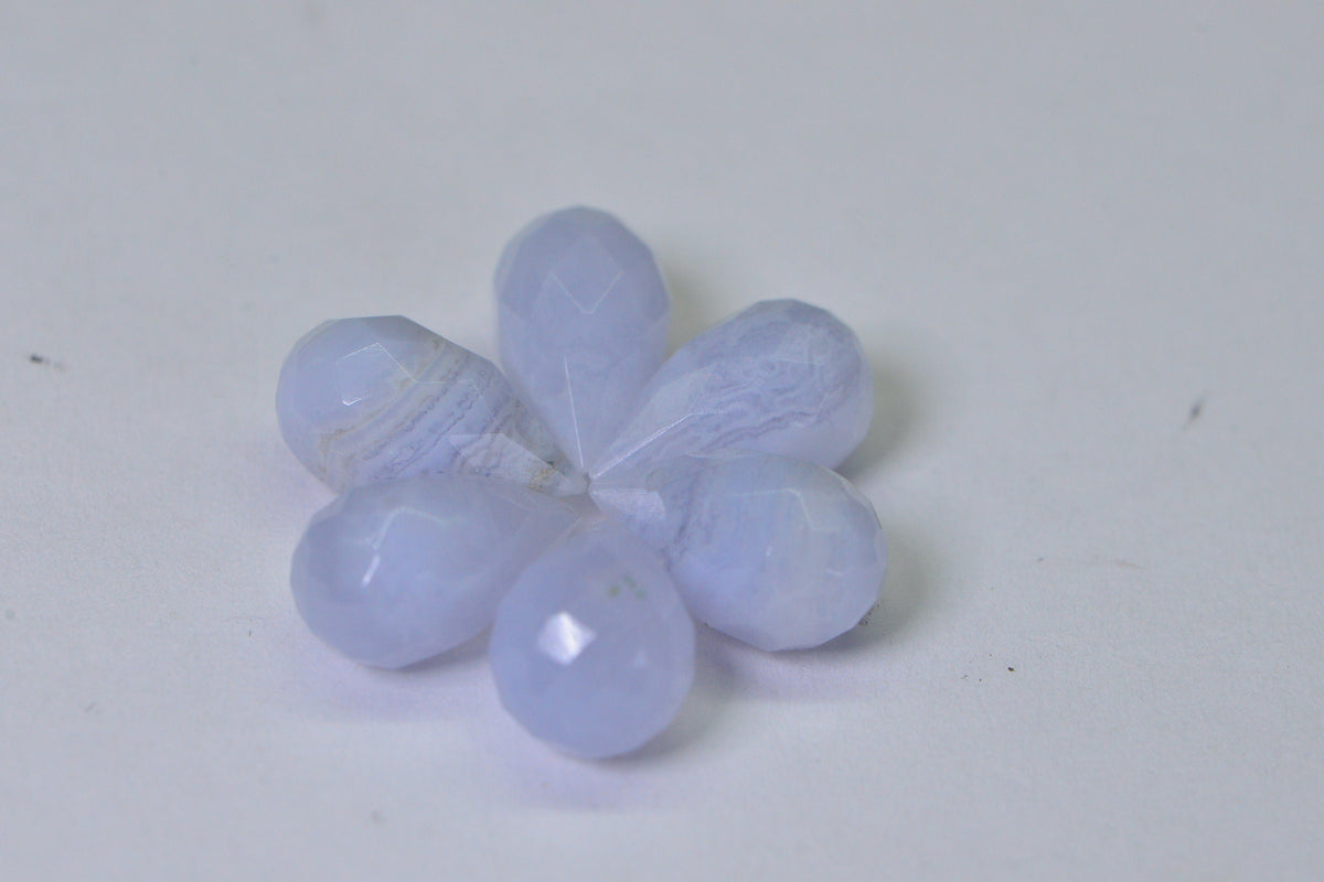 Faceted Blue Lace Agate Teardrop Beads: Jewelry Making Supplies