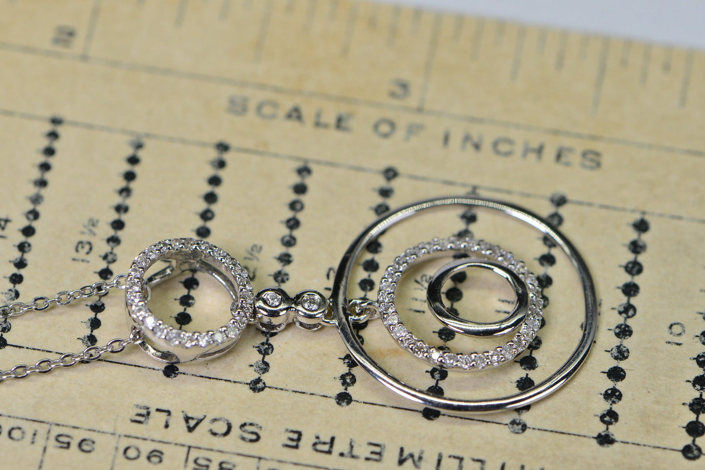 14K White Gold Diamond Circle Pendant, Anniversary Gift