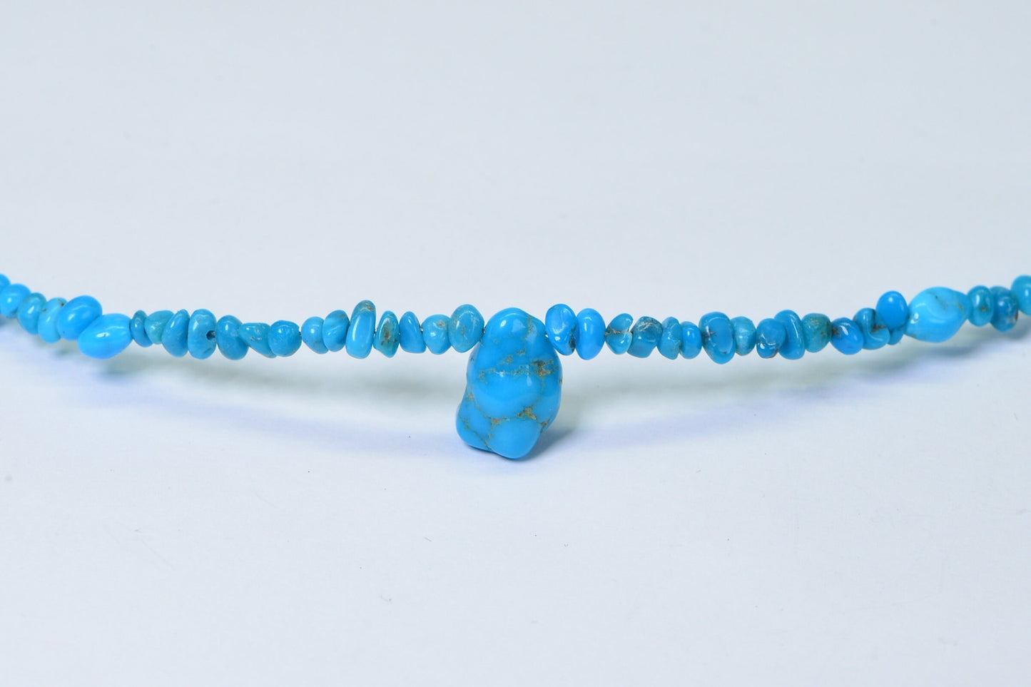 Arizona Sleeping Beauty Turquoise Nugget Necklace, Sterling Silver Choker