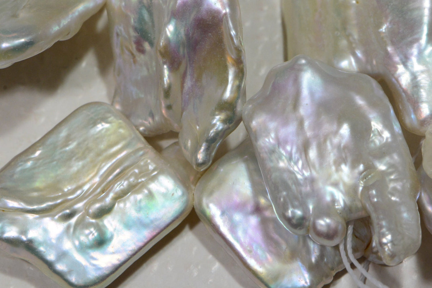 30mm Baroque Freshwater Pearl Strand: Irregular Square Shape