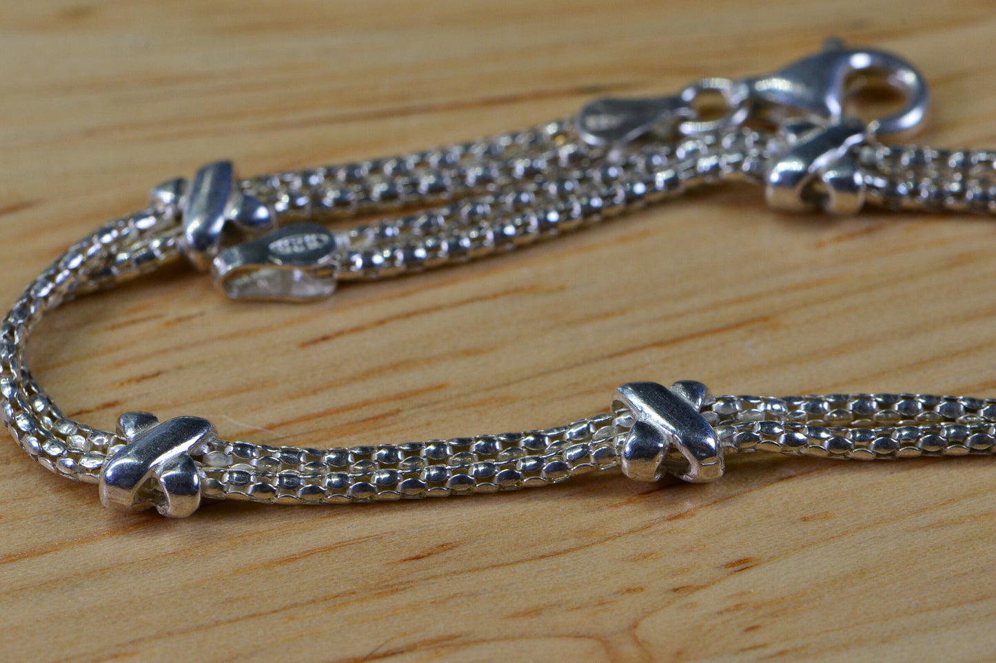 Sterling Silver Knot Bracelet, Double Rope Chain, Italian Jewelry