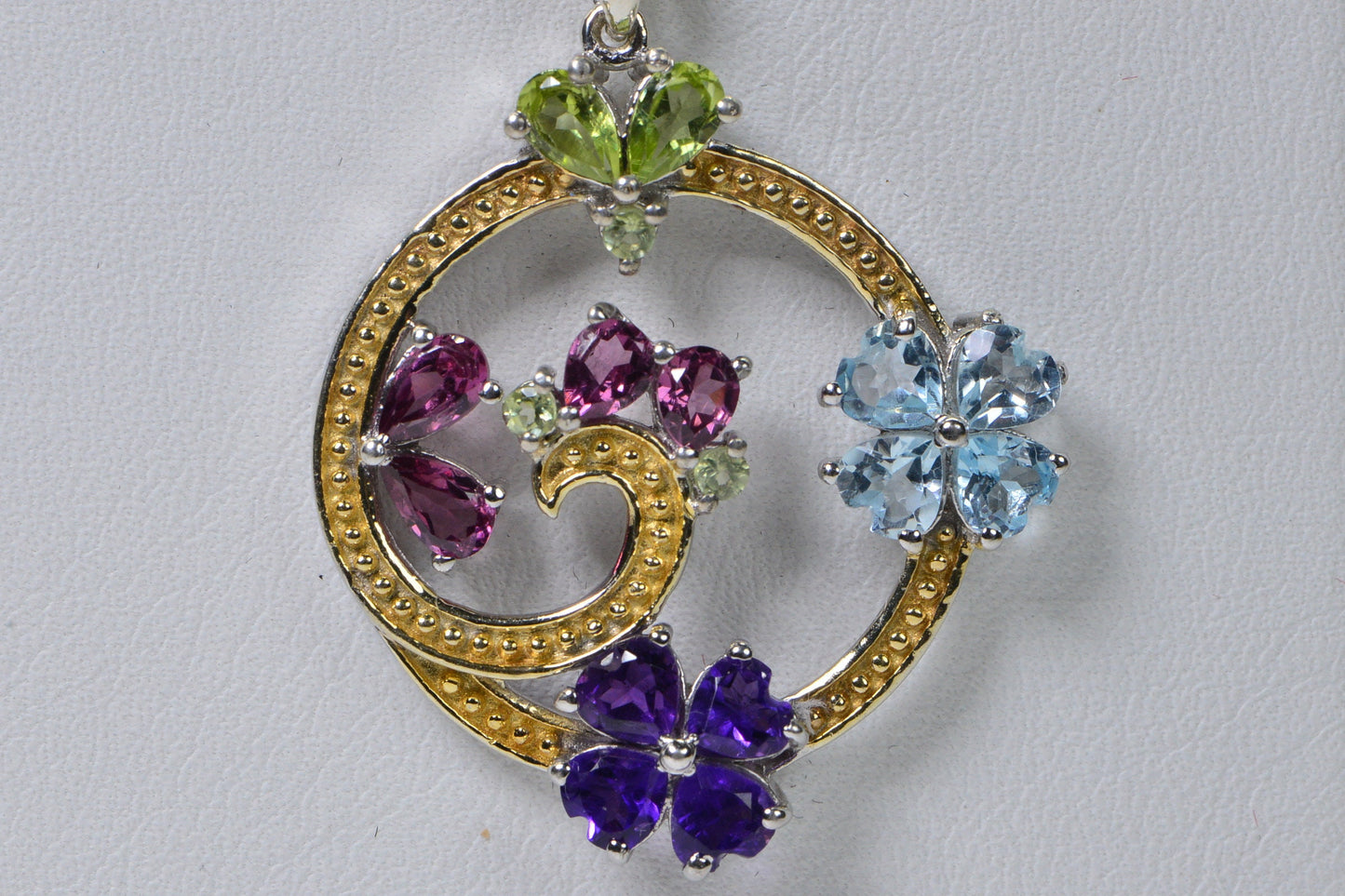 Gemstone Flower Pendant: Sterling Silver Floral Bouquet Necklace