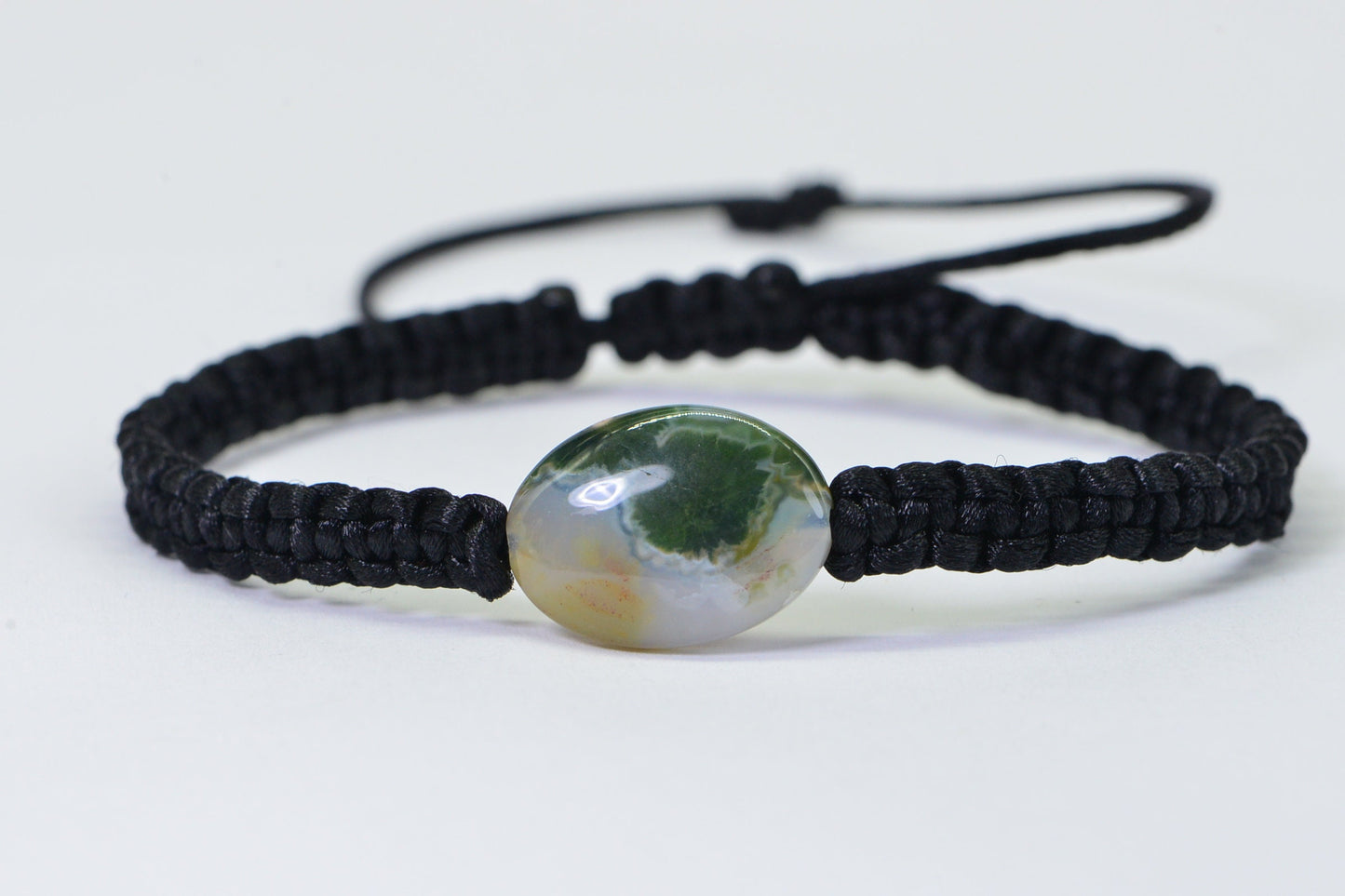 Green Ocean Jasper Bracelet: Macrame Adjustable Gemstone Bracelet
