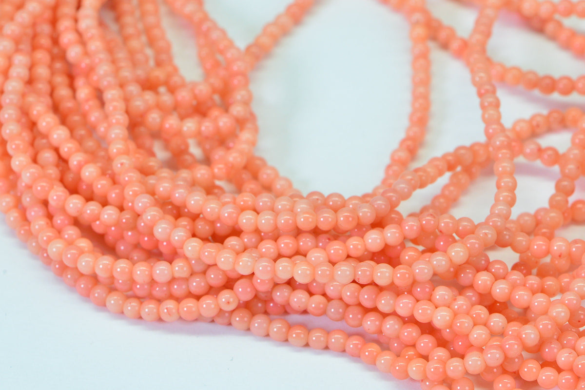 Natural Angel Skin Coral Bead Strand: 3mm Peach Pink Jewelry Supplies