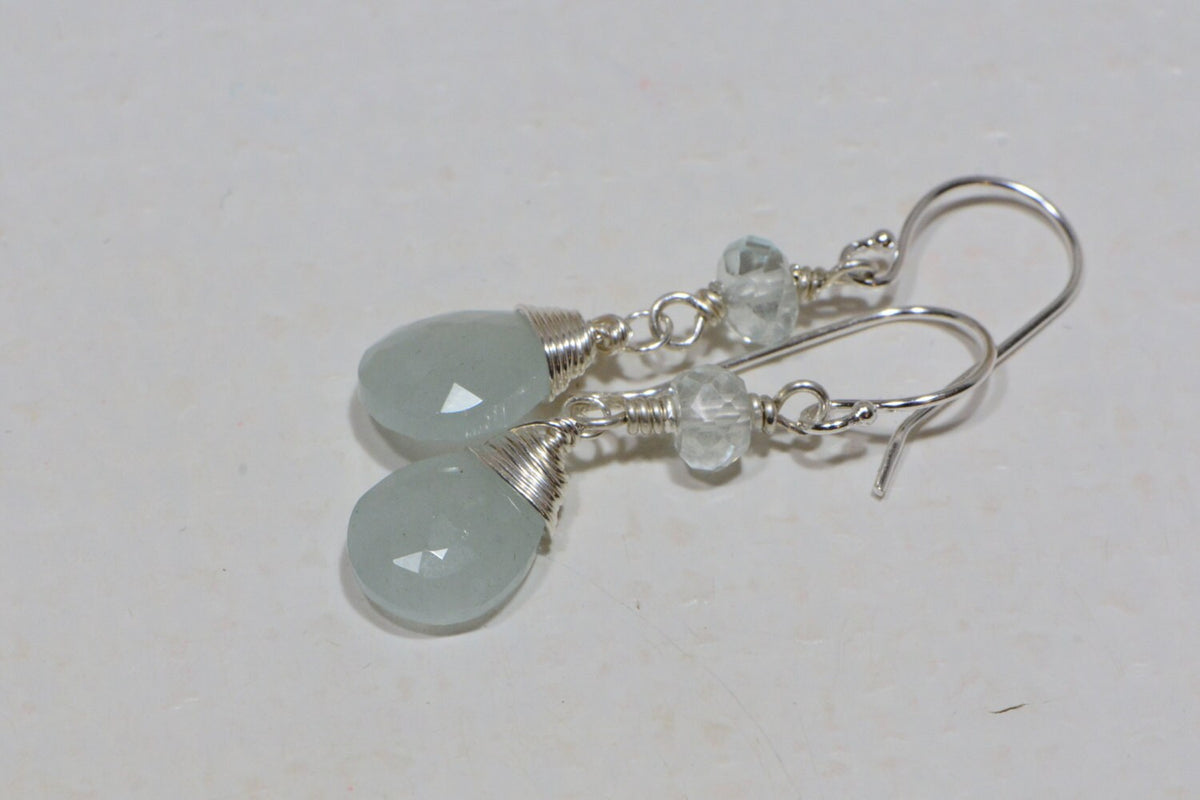Aquamarine Sterling Silver Earrings: Faceted Gemstone, March Birthstone