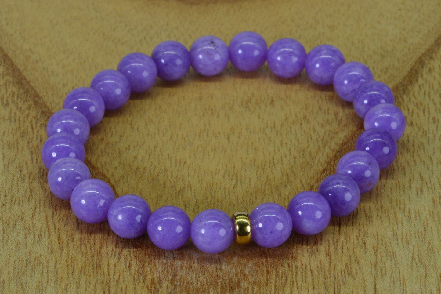 Purple Jadeite Bracelet: 8mm Round Gemstone, Handmade Stretch Jewelry