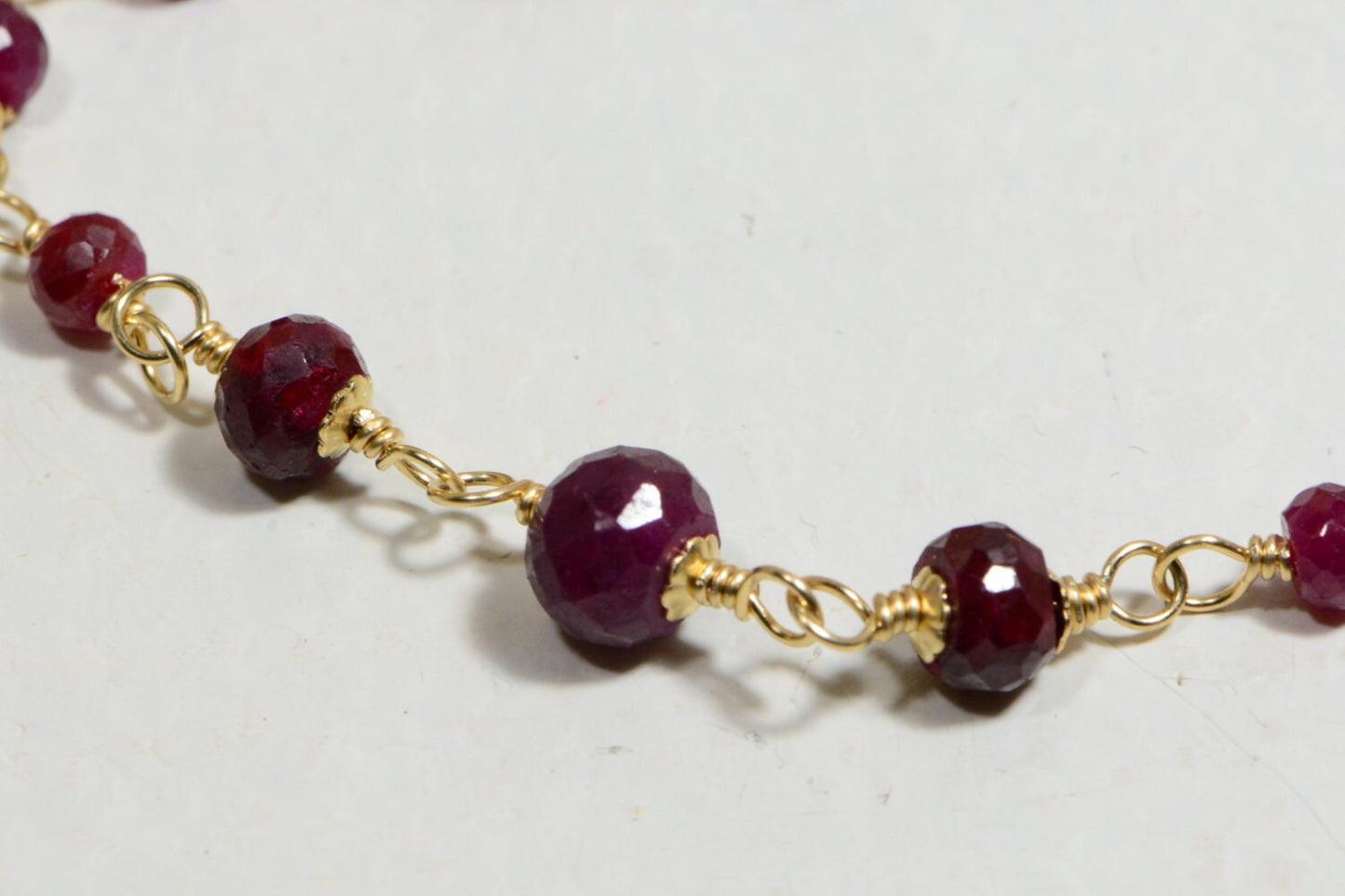 Natural Ruby Bracelet 14K Gold Filled Wire Wrapped Birthstone Jewelry,