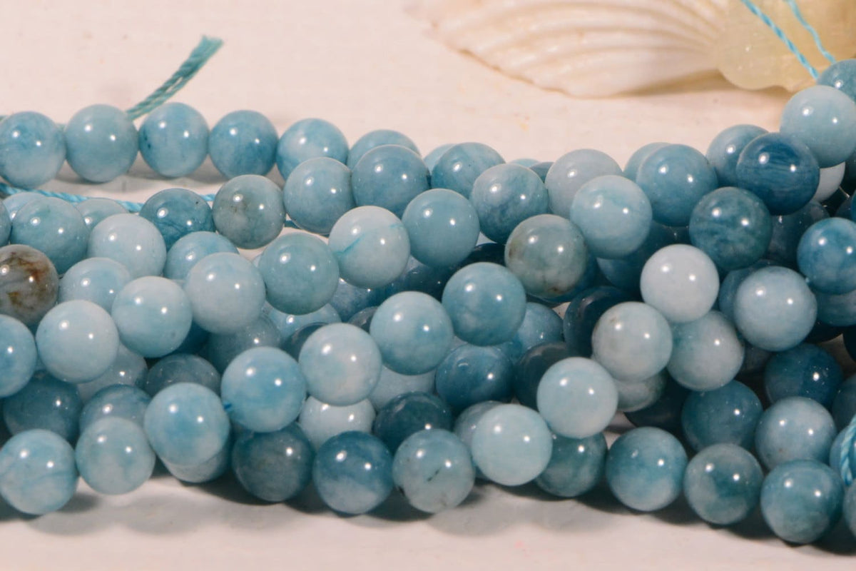 Larimar Quartz 6 mm Blue Natural Gemstone Beads Jewelry Making Supplies Full Strand