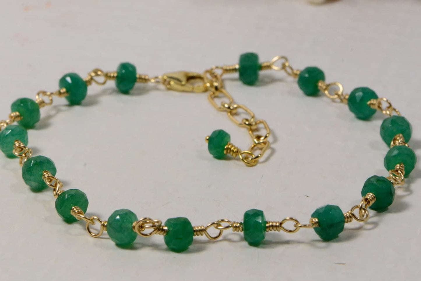 Colombian Emerald Wire Wrapped on 14K Gold Filled Wire Birthstone Jewelry
