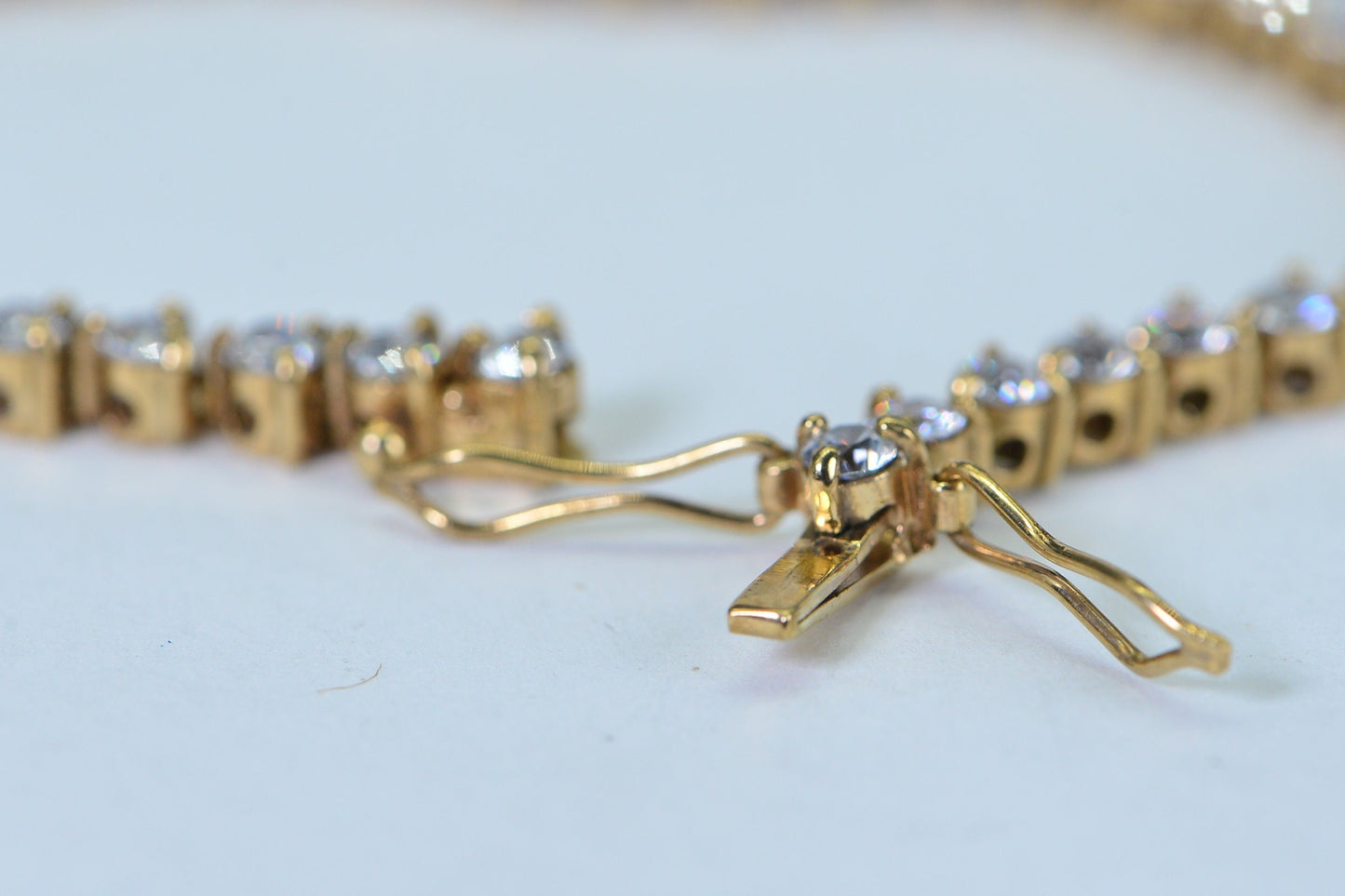 Simulated Diamond Tennis Bracelet: 14K Gold Over Sterling Silver, 8 Inch