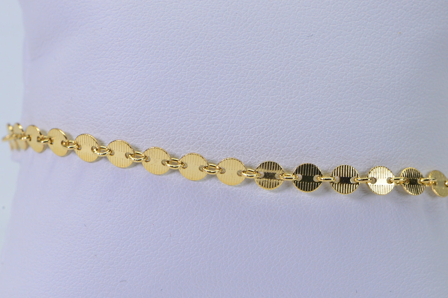 14K Yellow Gold Filled Coin Bracelet: Dainty Layering Chain