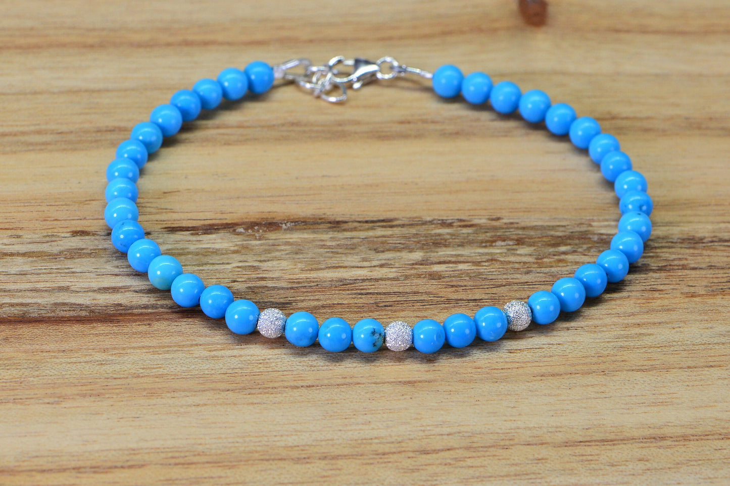 Sleeping Beauty Turquoise Bracelet: Sterling Silver, Baby Blue Healing Stone
