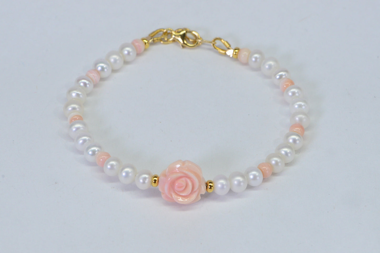 Pearl Flower Bracelet: Queen Conch Rose, 14K Gold-Filled Beads