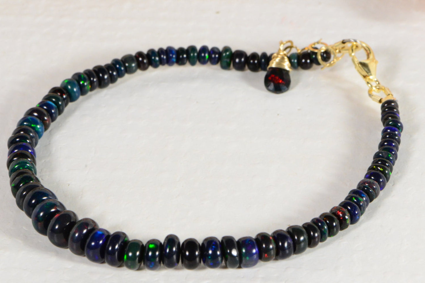 Ethiopian Black Opal Beaded Bracelet, 14K Gold Filled Jewelry