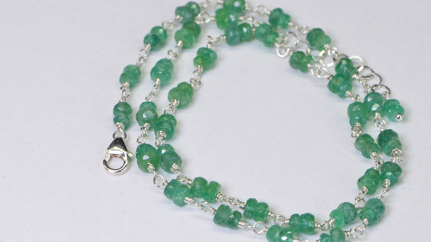 Genuine Emerald Choker Necklace: 14K Gold Filled Wire Wrapped Chain