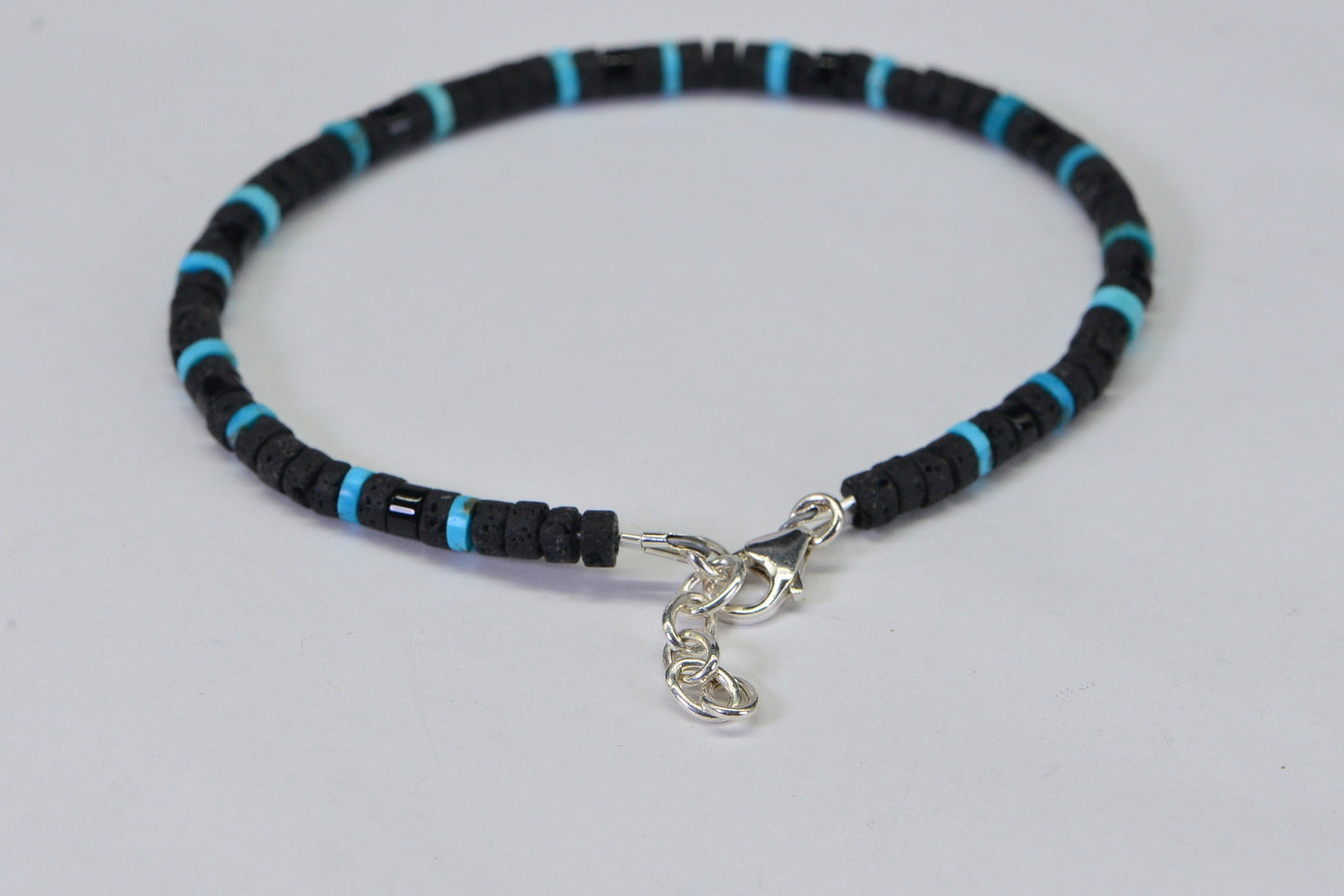 Gemstone Bracelets For Man Black Lava Tourmaline Turquoise Triple Protection Prosperity Men Gift