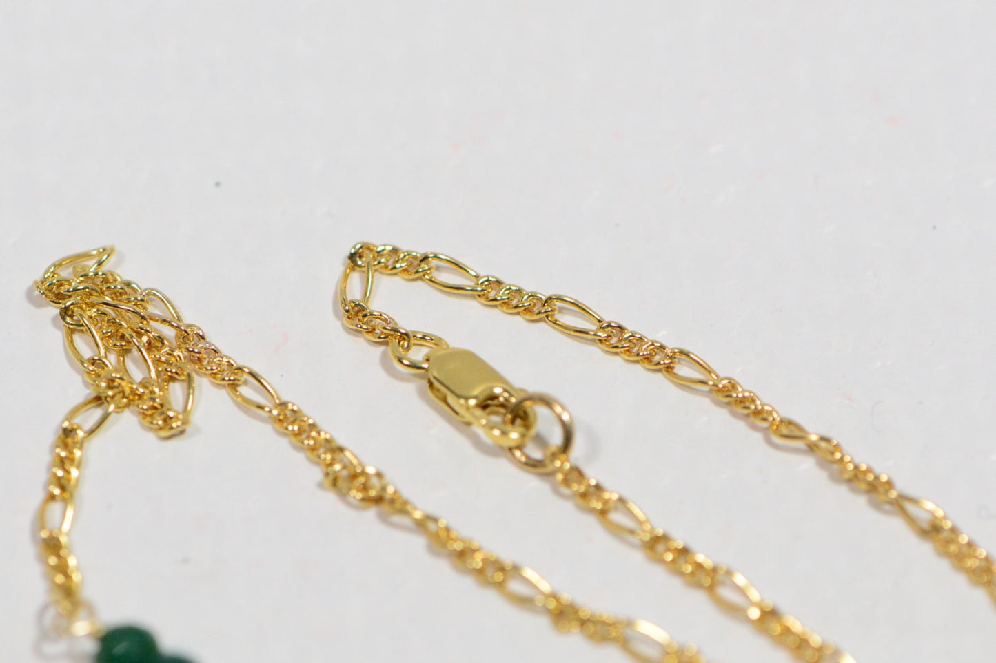Birthstone Necklace Natural Emerald Necklace On 14K Gold filled Figaro Chain Mothers Day Gift