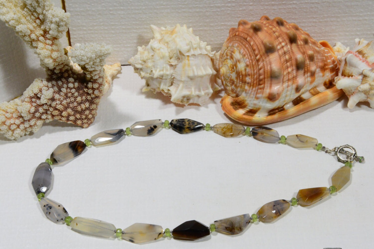 Natural Agate Knotted Necklace: Free Form Gemstone Beads