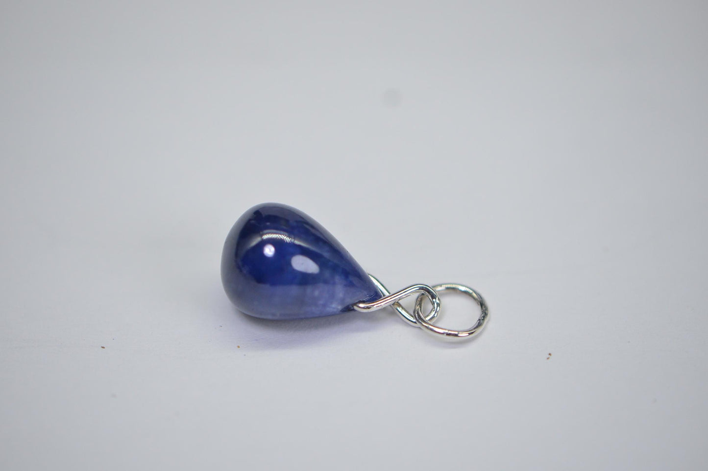Natural Sapphire Sterling Silver Pendant: Wire Wrapped Birthstone Charm