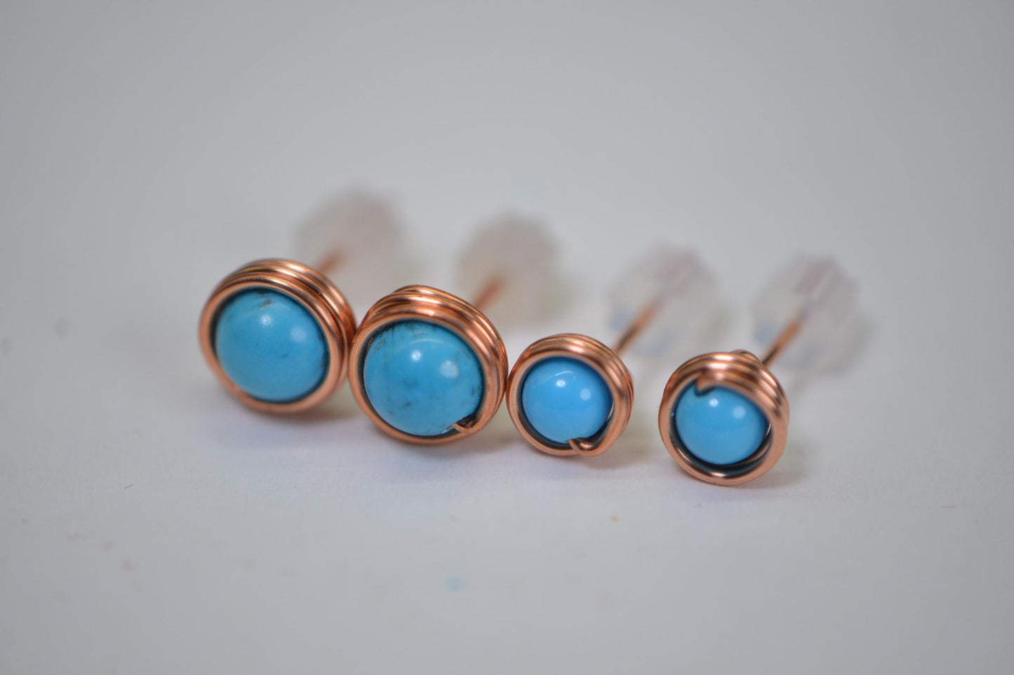 Sleeping Beauty Turquoise Stud Earrings, 14k Gold Filled