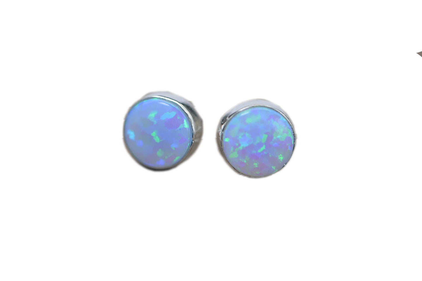 Light Blue Opal Stud Earrings Post Earrings Gemstone Jewelry Birthstone October