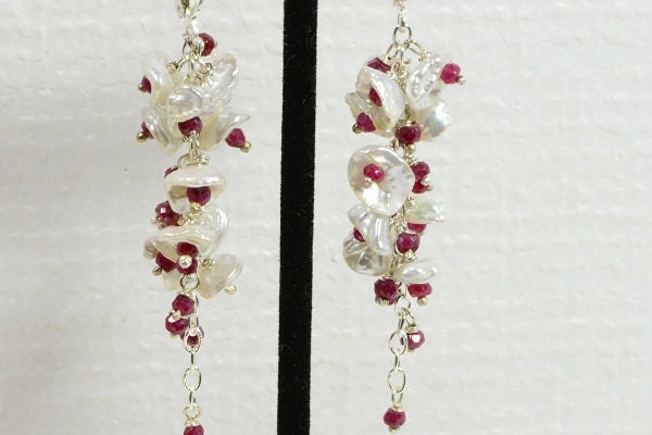 Keishi Pearl Earrings – Ruby Sterling Silver Chandelier Earrings