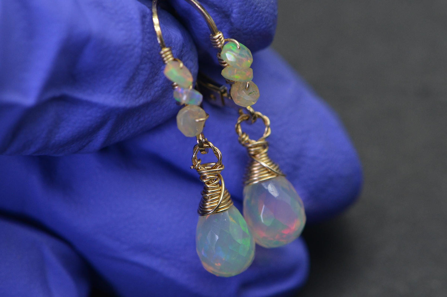 Ethiopian Welo Opal Earrings: 14K Gold Filled Dangle Drop Jewelry