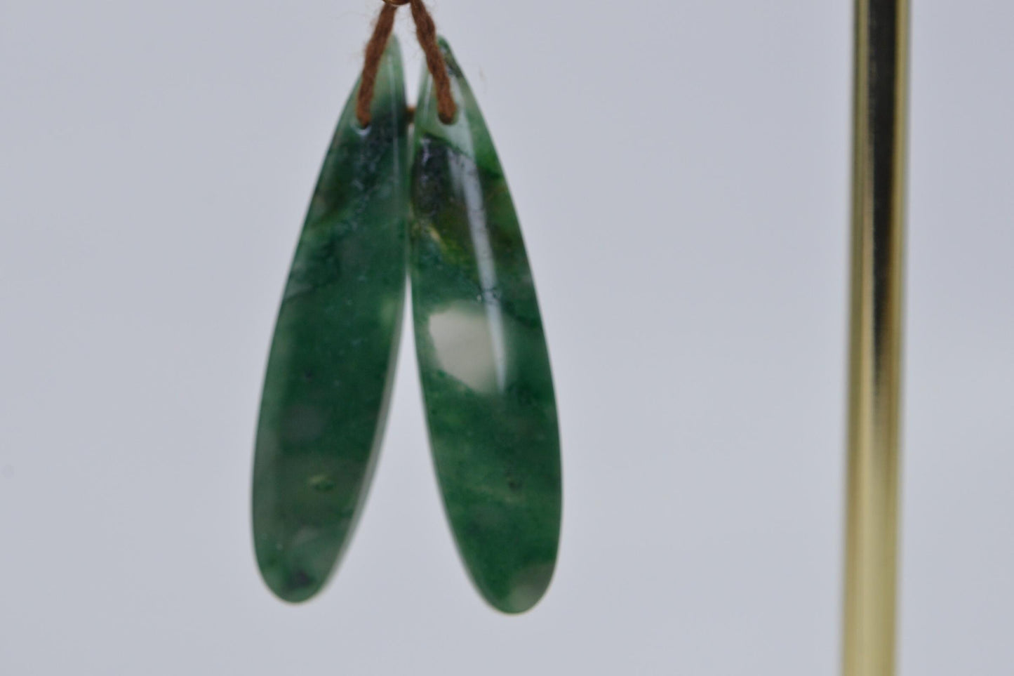 Natural Forest Green Jade Teardrop Matched Pair For Earrings Long Drop Gemstone Smooth Finished
