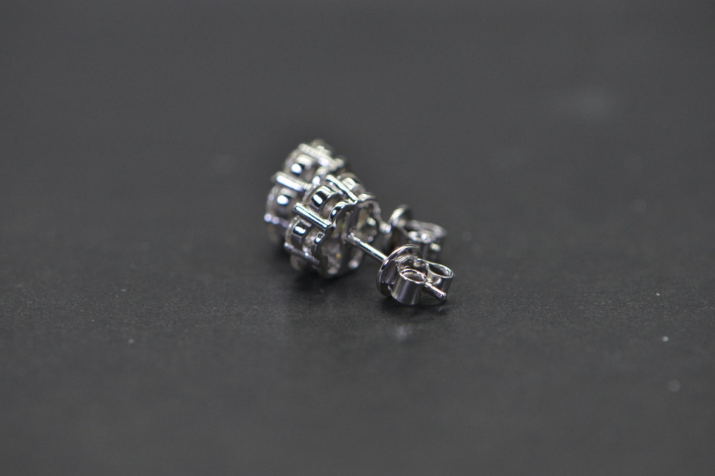 Flower Diamond Stud Earrings, Sterling Silver Bridal Gift