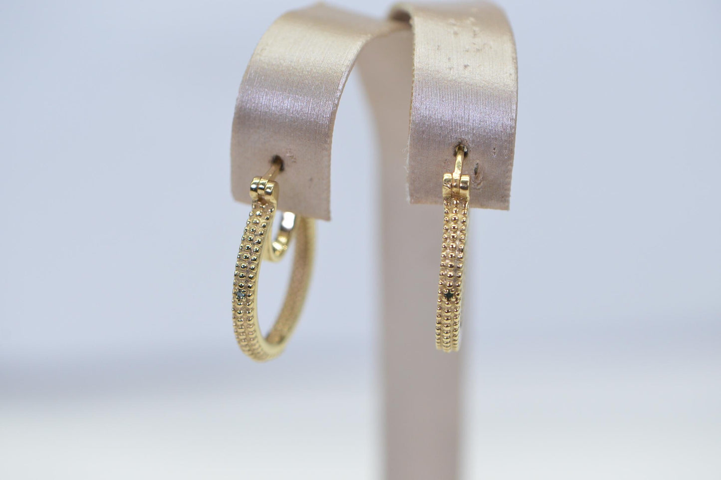 Blue Diamond Hoop Earrings: 14K Gold Over Sterling Silver, Vintage Style