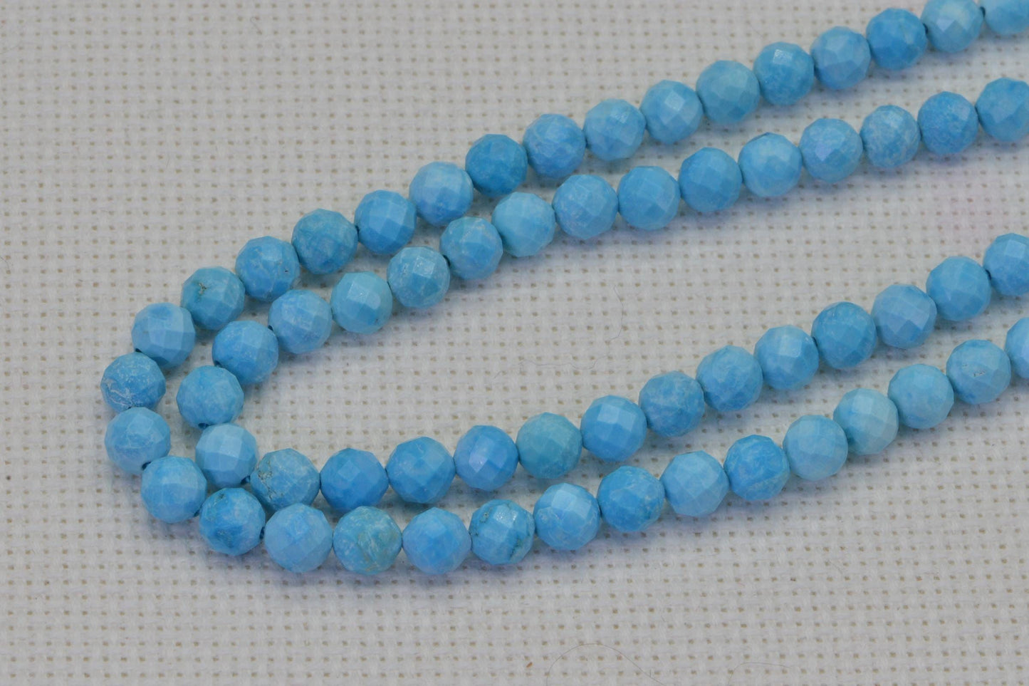Sleeping Beauty Turquoise Beads: 5mm Faceted Round, 15 Inch Strand