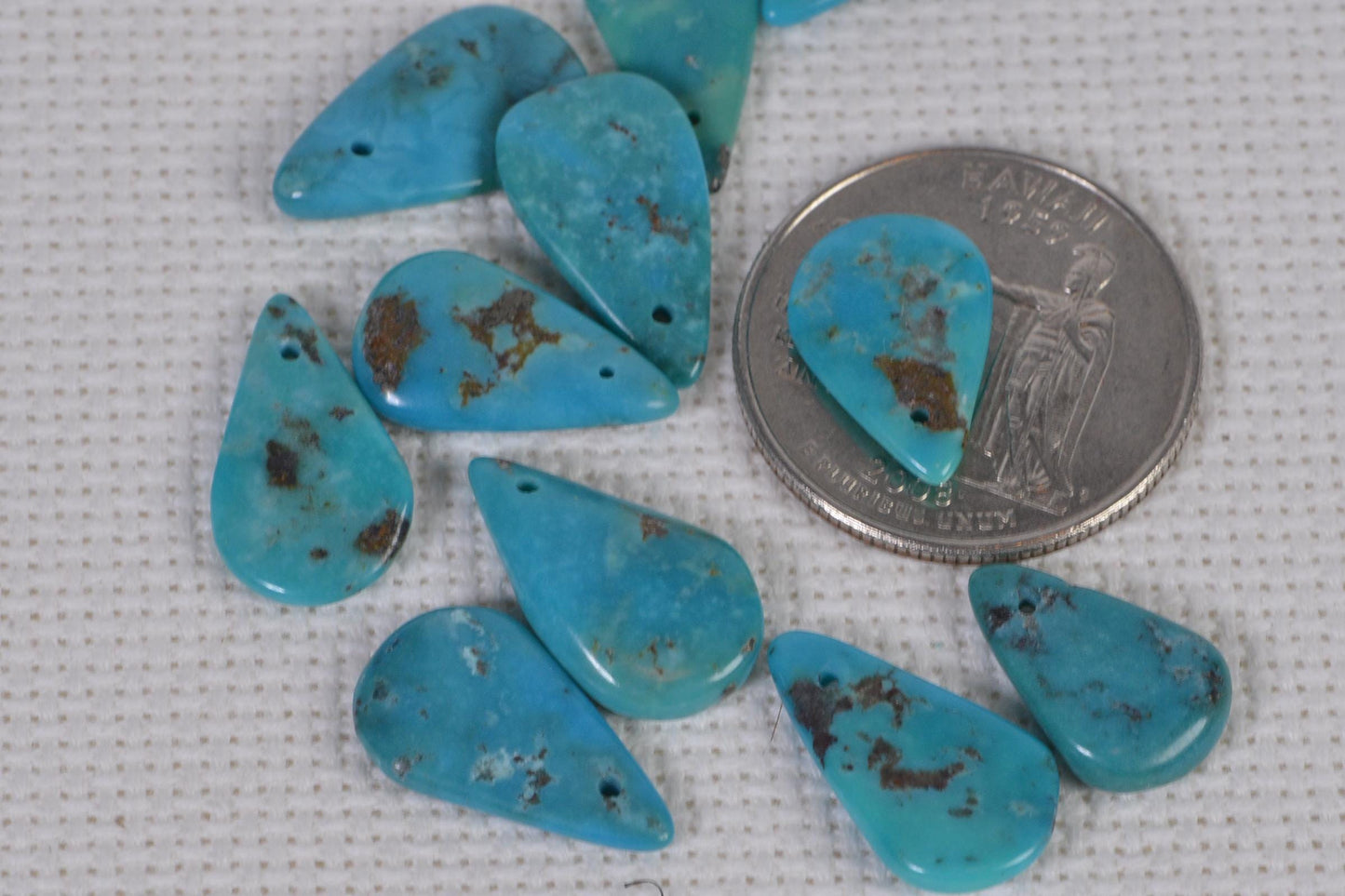 Raw Turquoise Kingman slabs Arizona Mine Blue Turquoise Small Teardrops loose beads