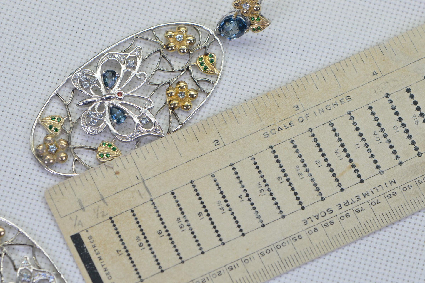 Two-Tone Butterfly Earrings: Blue Topaz & Simulated Diamond Statement